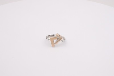 925 Silver/14k Seven Gold-Tone Cable Ring