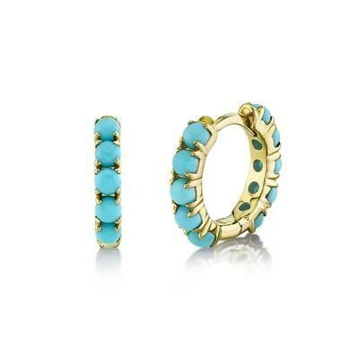 0.72CT COMPOSITE TURQUOISE HUGGIE EARRING