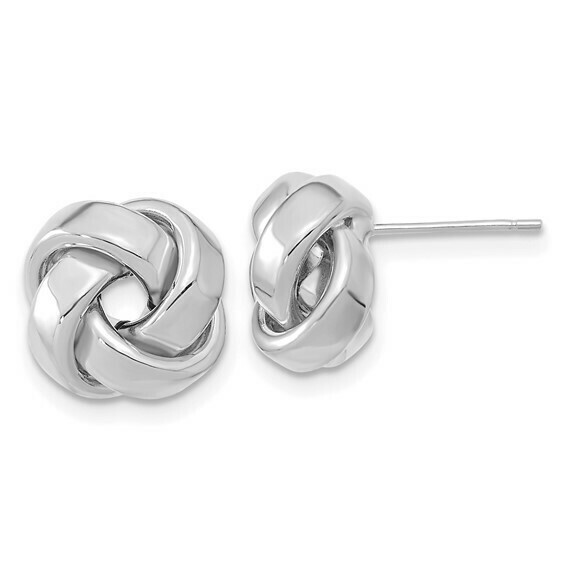 14k White Gold Polished Love Knot Post Earrings