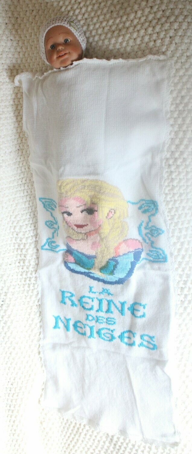 Couverture Bebe Au Tricot Doublee Personnalisee Reine Des Neige