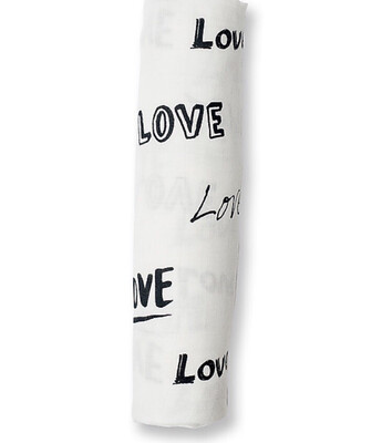 Copertina Swaddle 120 x 120 cm, Love - Mussola di bambù
