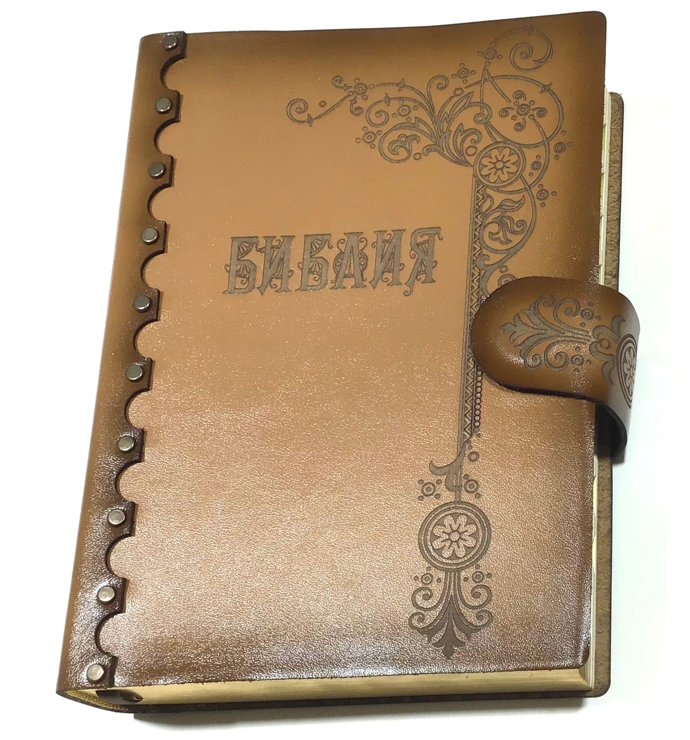 Библия Синодальный перевод. Натуральная кожа ручная работа. BIBLE Russian large.