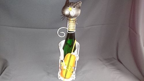 Weinflaschenhalter:Katze mit Kontrabass