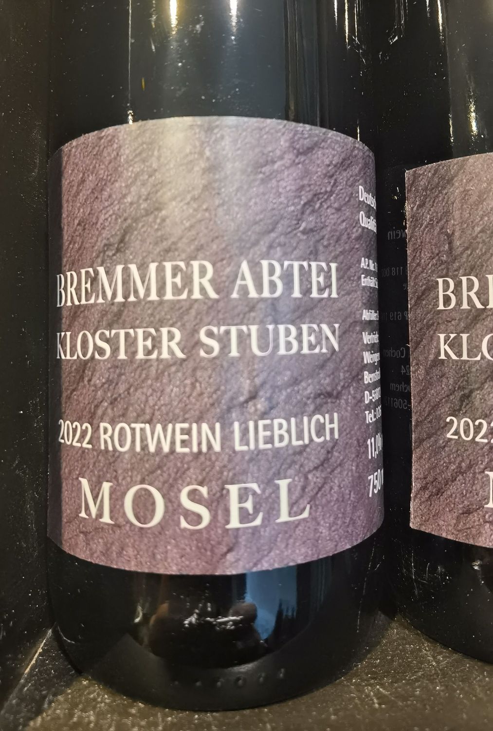 2022 Bremmer Abtei Kloster Stuben Rotwein Lieblich