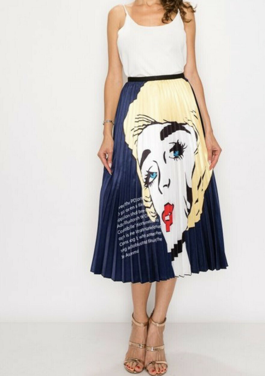 Lady Face Pleated Skirt 