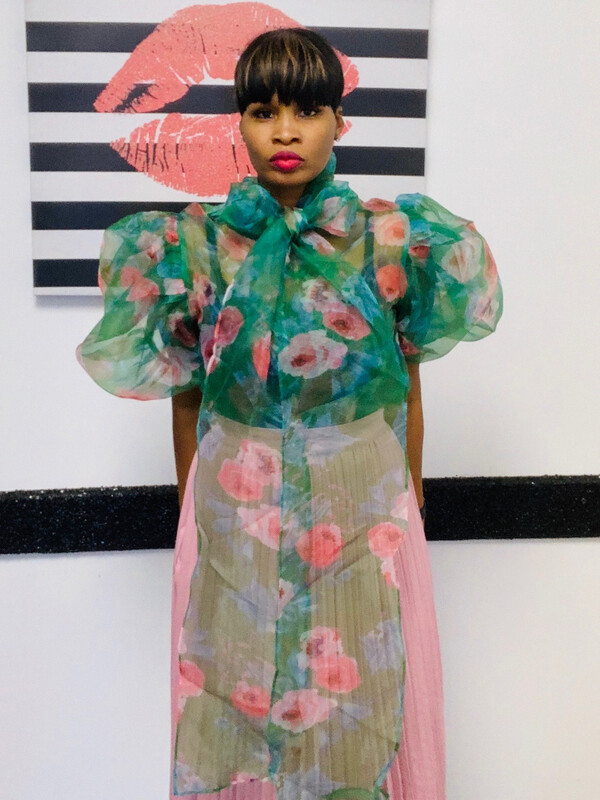 Pink and Green Floral Puff Sleeve Top Pink and Green Floral Puff Sleeve Top
