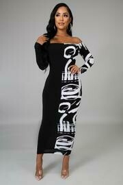 Opposite Attracts Black and White Jersey Dress Opposite Attracts Black and White Jersey Dress