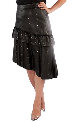 Black Studded Asymmetrical Skirt