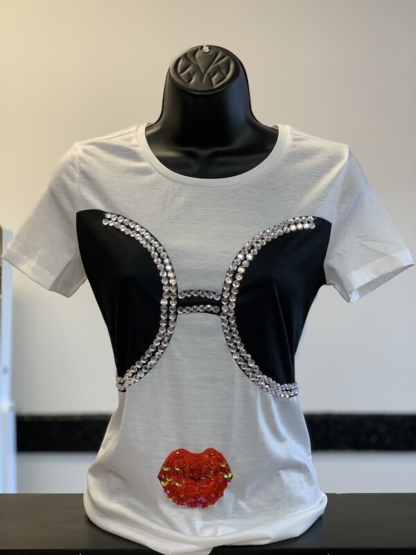 White Bling Sunglasses Lip T-shirt White Bling Sunglasses Lip T-shirt