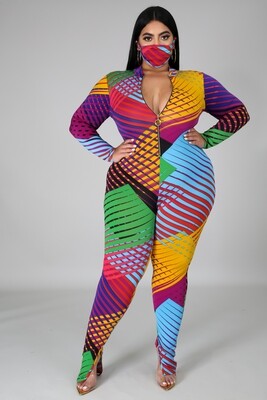 Curvy Cross Colors Jumpsuit Set (mask included) Curvy Cross Colors Jumpsuit Set (mask included)