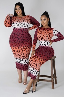 Multi-Color Leopard Print Pencil Dress Multi-Color Leopard Print Pencil Dress