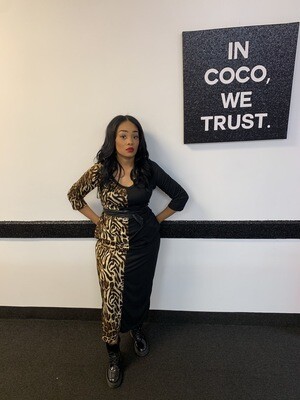 Leopard Print Black Two Toned Dress Leopard Print Black Two Toned Dress