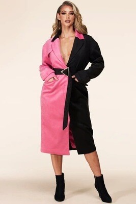 Pink and Black Cross Color Coat