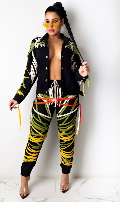 String Me Up Yellow Multi Color Jacket String Me Up Yellow Multi Color Jacket