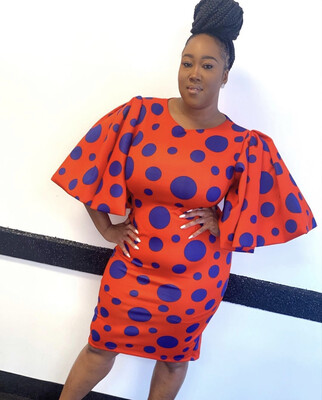 Red Polka Dot Print Dress with Flutter Sleeves Red Polka Dot Print Dress with Flutter Sleeves