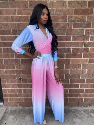 Pink Blue Two Piece Set