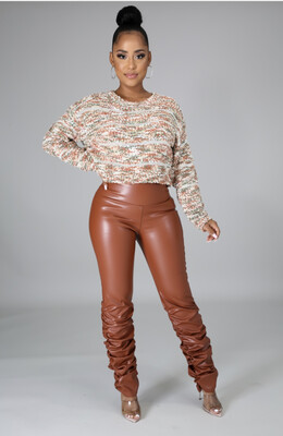 Cognac Leatherette Scrunch Pants Cognac Leatherette Scrunch Pants