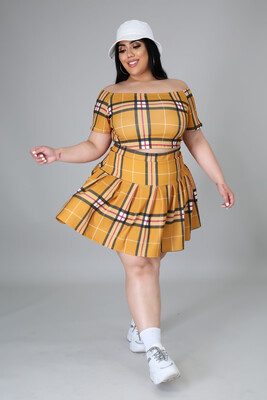 Burberry Inspired Plaid Pleated Skirt Set