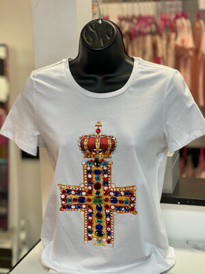 Multi Color Cross T-Shirt - White
