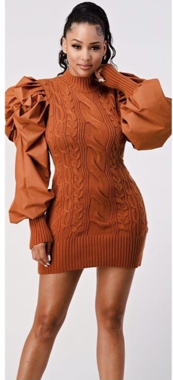 Cognac Sweater Dress