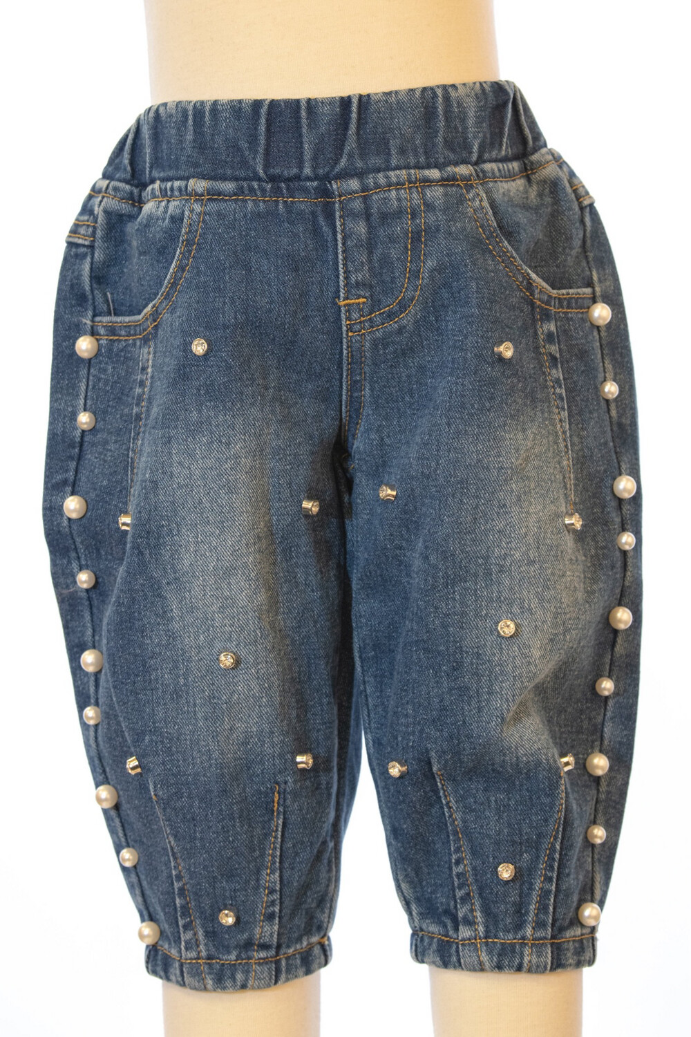 Rhinestone Studded Pearl Jeans
