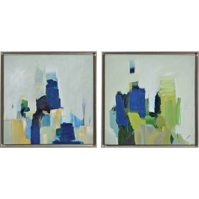 Maska 25"W X 25"H X 2"D | Set Of Two - Hand Painted - Canvas