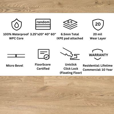 White Oak l 3.25" Narrow Plank Click Lock LVP Flooring – Random Length | 20 mil Wear Layer | 6.5mm (1/4") | WPC Core