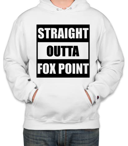 Straight Outta Fox Point Champion Adult 9 oz. Double Dry Eco® Pullover Hood Black on White
