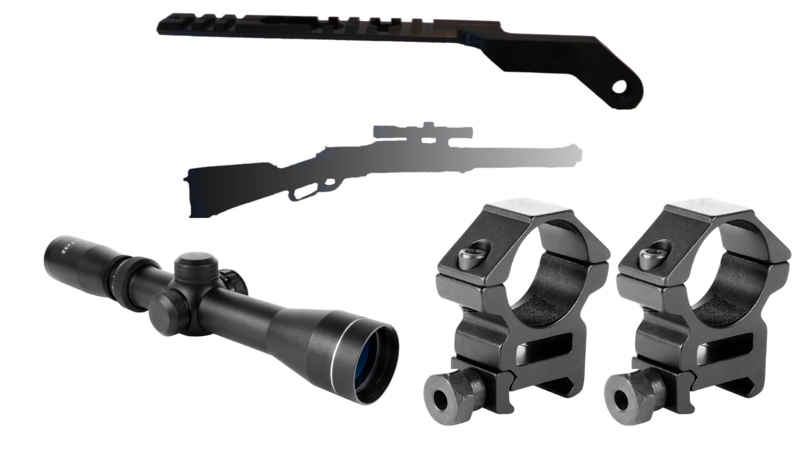 Rossi 92 No Drill Rail Bundle with AIM Sports ​2-7X32 Scout Scope and FREE Rings