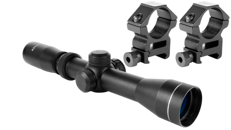 Aim Sports ​2-7X32 Dual Illuminated Long Eye Relief Scope with Duplex and FREE Rings