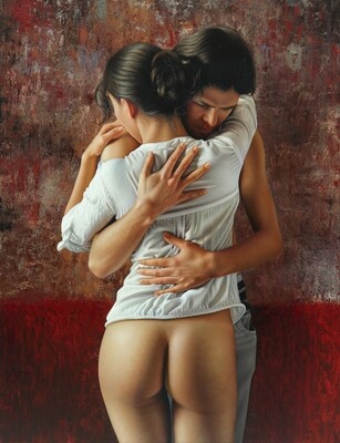 "el abrazo" 115 x 148 cm con Bastidor