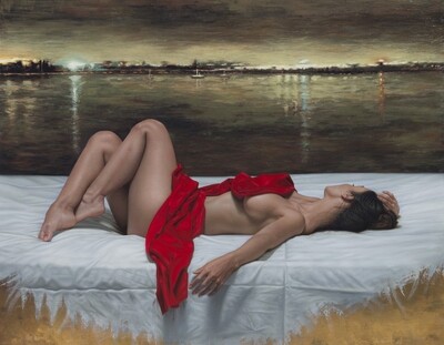 "La embarcación nocturna" 140 x 180 cm enrollado (55" x 70" Rolled Print)