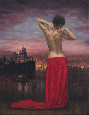 "Fuego en el Horizonte" 77 x 100 cm en Bastidor