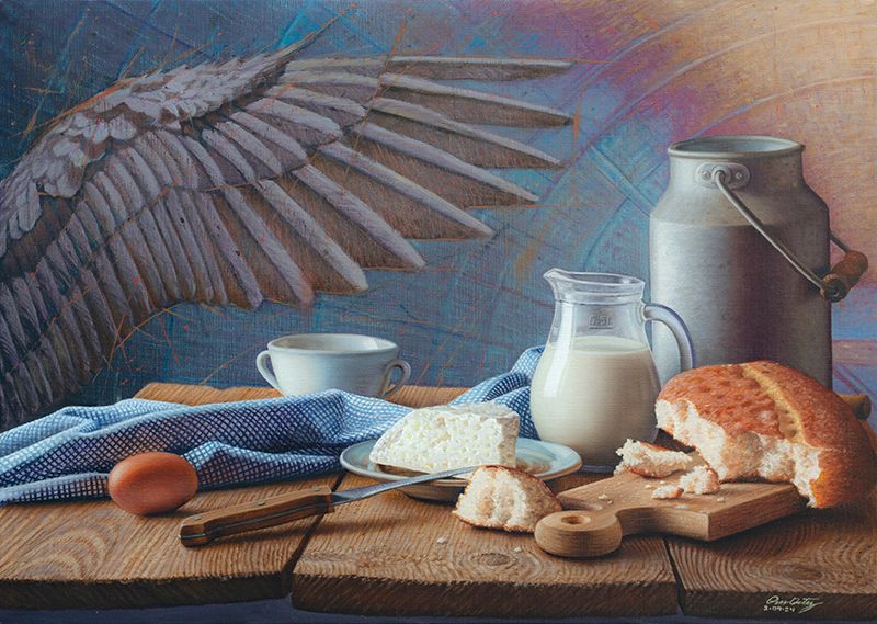 &quot;Desayuno en el puerto antes de zarpar&quot; 50 x 70 cm Oleo sobre lino $3500 USD