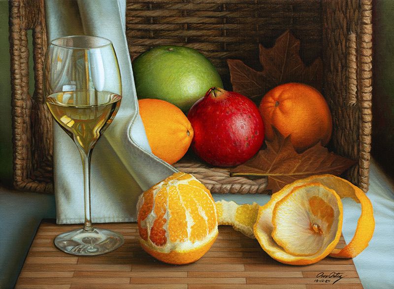 &quot;Bodegón cítrico III&quot; 37.5 x 50 cm  Oleo sobre lino $2600 USD