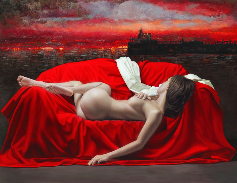 "Cielo Rojo"  140 x 180 cm enrollado (55" x 70" Rolled Print)