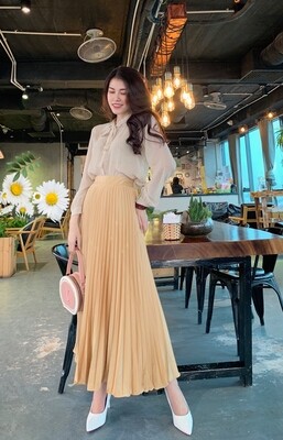 Chân váy xếp ly voan cát dáng maxi Chân váy xếp ly voan cát dáng maxi