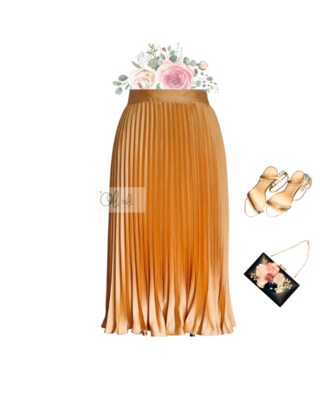 Chân váy xếp ly lua satin mẫu midi Chân váy xếp ly lua satin mẫu midi