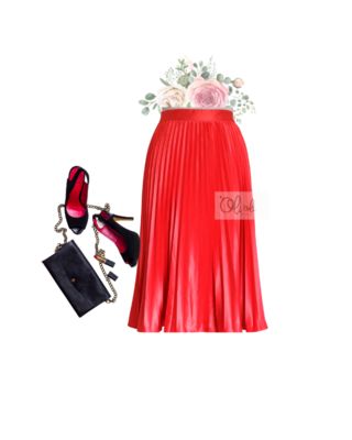 Chân váy xếp ly lụa satin mẫu midi Chân váy xếp ly lụa satin mẫu midi