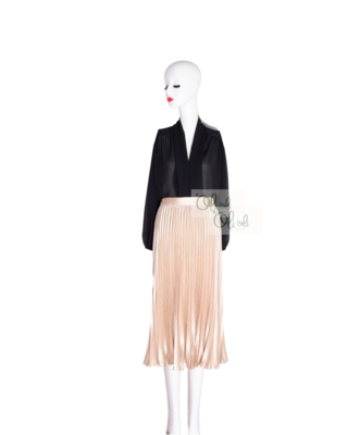 Bô chân váy midi luạ satin+ áo đen voan cát Bô chân váy midi luạ satin+ áo đen voan cát