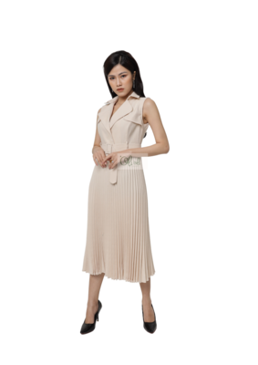 Váy xếp ly kèm đai dáng midi Váy xếp ly kèm đai dáng midi
