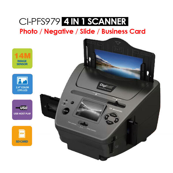 4-IN-1 Combo 14MP Photo/Film/Slide/Business card Scanner (CI-PFS979)