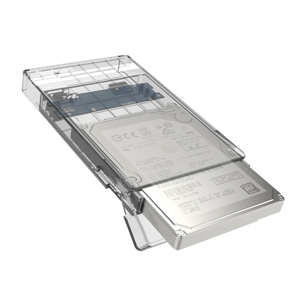 Simplecom SE203 Tool Free 2.5" SATA HDD SSD to USB 3.0 Hard Drive Enclosure Clear