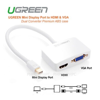 UGreen Mini Display Port to HDMI & VGA Dual Converter Premium ABS case (10427 )