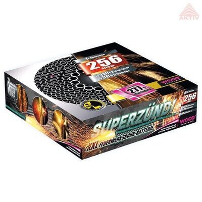 Superzündi, 256-Schuss XXL Feuerwerksrohr Batterie NEU 115 Sek