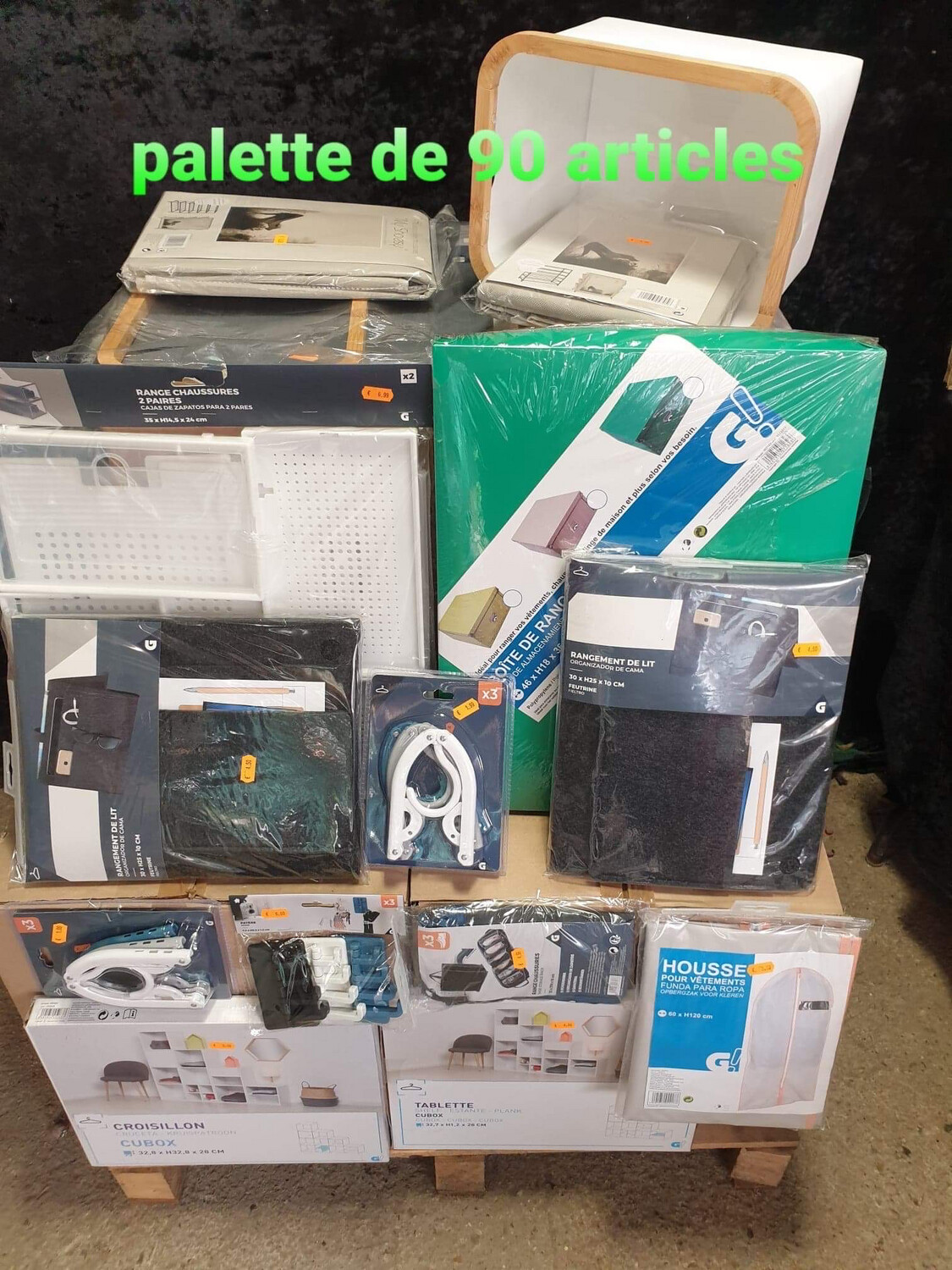 Palette de 90 articles de rangement &amp; ameublement – Ultra pratique