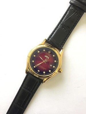 Rolex black leather watch