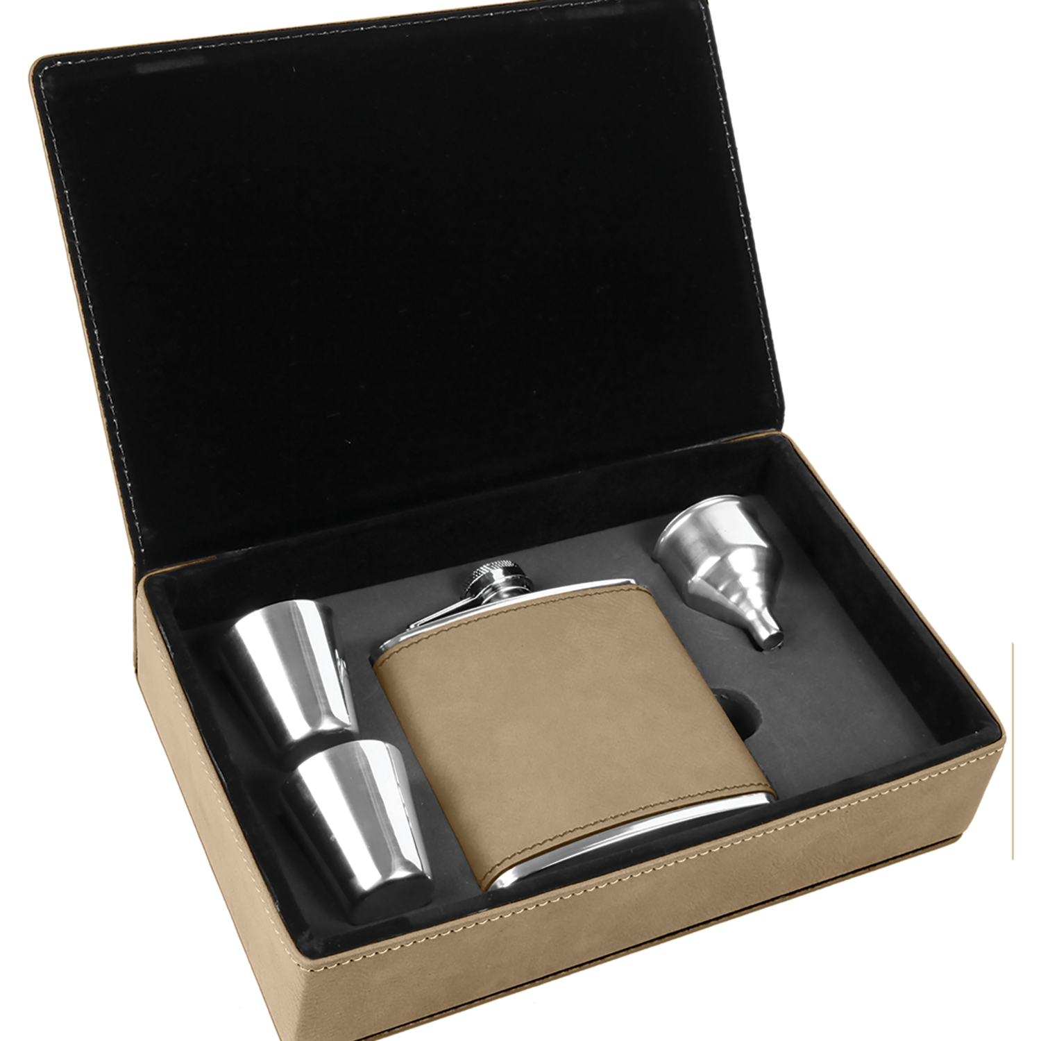 Leatherette & Cork Flask Gift set (Assorted Colors)