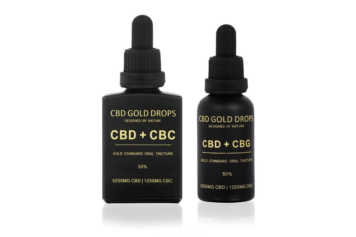 CBD GOLD DROPS BUNDLE: 
50% CBD 5250mg + CBC 1250mg 30ml 
50% CBD 5250mg + CBG 1250mg 30ml