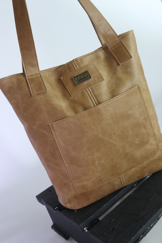 Leather Handbag with Front Pocket